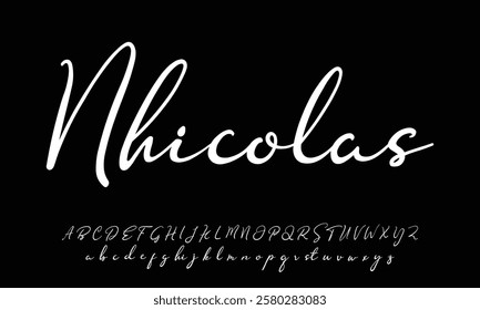 signature letters. Modern script calligraphy type. ABC typography Latin 