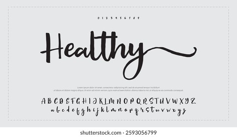 signature letters. Modern script calligraphy type. ABC typography latin signature alphabet.