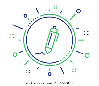 Signature line icon. Written pen sign. Education symbol. Quality design elements. Technology signature button. Editable stroke. Vector