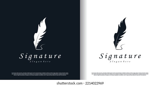 Signature logo design with creative concept style premium vector