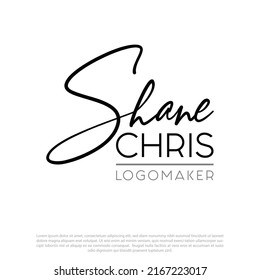 Signature logo design. Typographic logo design. Shane Chris. logo maker, lettering logo vector design, typography, typographic template. design, black, font incorporated, awesome