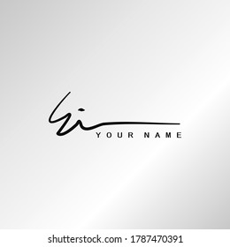 Signature Logo E and I, EI Initial letter logo sign. Handwriting calligraphic signature logo template design.