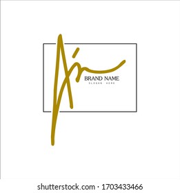 Logo de la firma, "A" inicial con marco, marca y fondo blanco