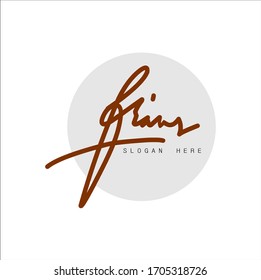 Signature logo,  initial "frans" signature with frame, brand and white background