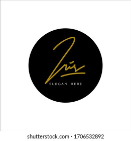 Signature logo, initial "Iris" signature with black circle and white background