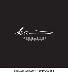 
Signature Logo for Initial Letter KA - Minimal Vector Logo in Handwritten Style