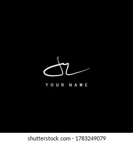 Signature Logo  J and R, JR Initial letter. Handwriting calligraphic signature logo template design.