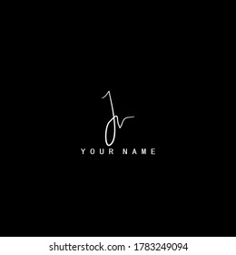 Signature Logo  J and V, JV Initial letter. Handwriting calligraphic signature logo template design.