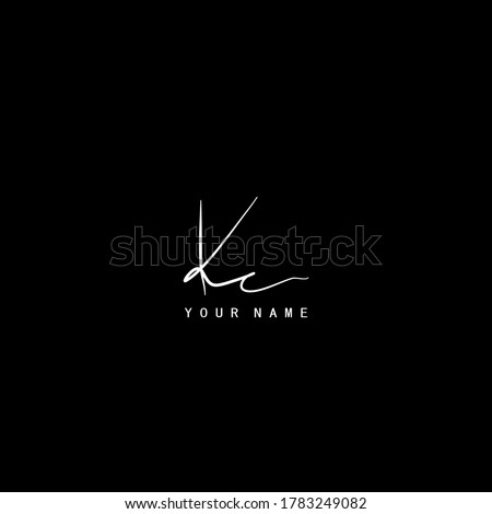 Signature Logo K and C, KC Initial letter. Handwriting calligraphic signature logo template design. Stok fotoğraf © 