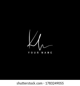 Signature Logo K and H, KH Initial letter. Handwriting calligraphic signature logo template design.