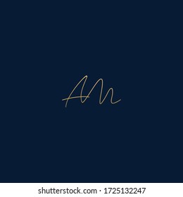 AM signature logo in script font for WEDDING or beauty brand