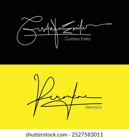 Signature logo vector template for the name Gustavo Emilia and Veronica