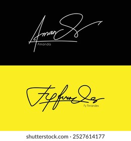 Modelo de vetor de logotipo de assinatura para o nome "Fernandes e Amanda"