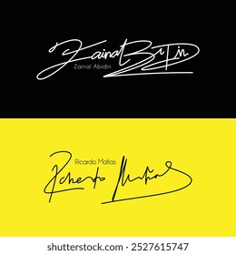 Signatur-Logo, Vektorvorlage für den Namen "Ricardo Mafias und Zainal Abidin"