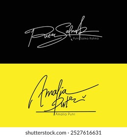 Signature logo vector template for the name "Putri Salma Rahma and Amalia Putri"