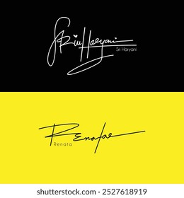 Signature logo vector template for the name "Renata and Sri Haryani"