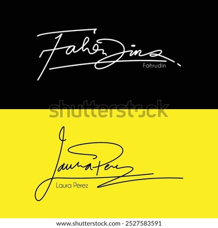 Signature logo vector template for the name Fahrudin and Laura Perez