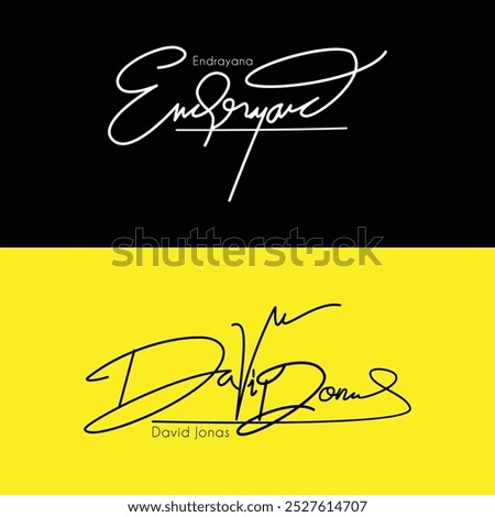 Signature logo vector template for the name "David Jonas and Endrayana"