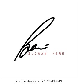 Signature logo,signature initial "ben" with brand and white background