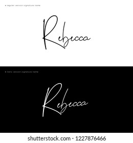 Signature Name Rebecca Handwritting Calligraphy Sign Stock Vector ...