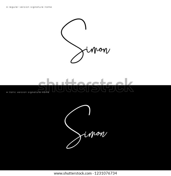 Name Der Unterschrift Simon Handschrift Kalligrafie Zeichen Handschriftlich Personlicher Name Name Der Buchstaben Logotyp