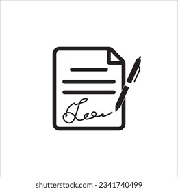 signature on document icon vector illustration symbol