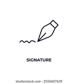 signature  outline icon. Linear vector from cryptocurrency concept. Thin line signature  icon isolated on white background
