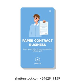 signature paper contract business vector. terms binding, obligation enforceable, parties transaction signature paper contract business web flat cartoon illustration