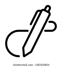 signature pen office icon vector