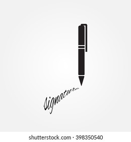 The signature, pen, undersign, underwrite, ratify icon.  Flat Vector illustration isolated. Ballpoint icon. 