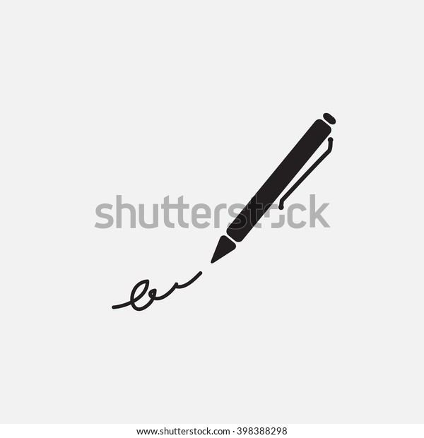The\
signature, pen, undersign, underwrite, ratify icon.  Flat Vector\
illustration isolated. Ballpoint\
autograph.