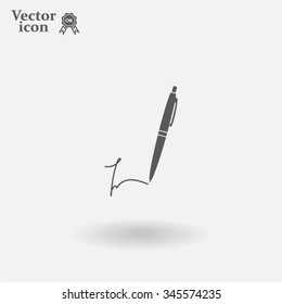 Signature and pen vector icon