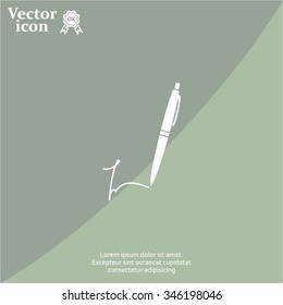 Signature and pen vector icon