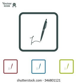 Signature and pen vector icon
