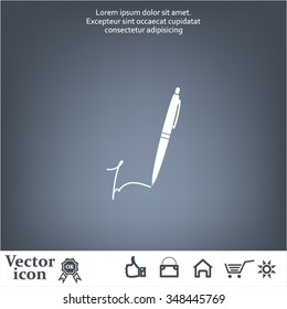 Signature and pen vector icon