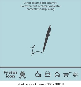 Signature and pen vector icon