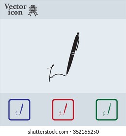 Signature and pen vector icon