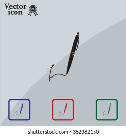 Signature and pen vector icon