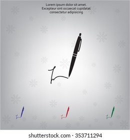 Signature and pen vector icon