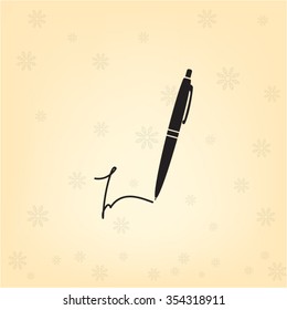 Signature and pen vector icon