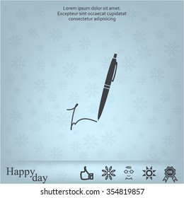Signature and pen vector icon