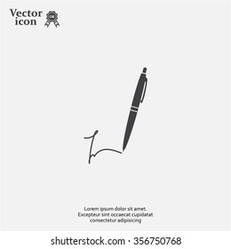 Signature and pen vector icon