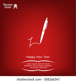 Signature and pen vector icon