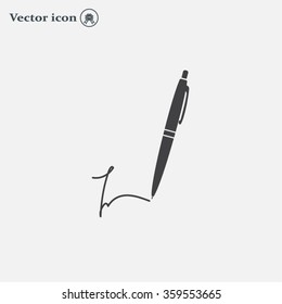 Signature and pen vector icon