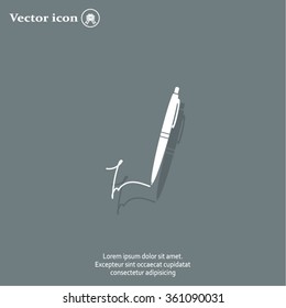 Signature and pen vector icon