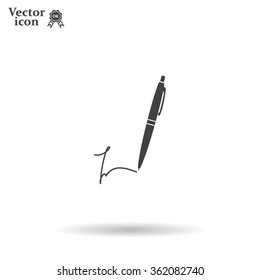 Signature and pen vector icon