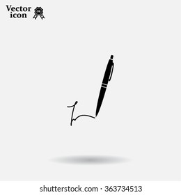 Signature and pen vector icon