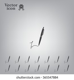 Signature and pen vector icon