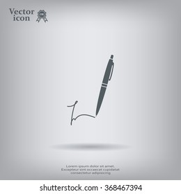 Signature and pen vector icon