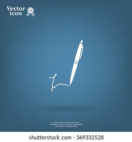 Signature and pen vector icon